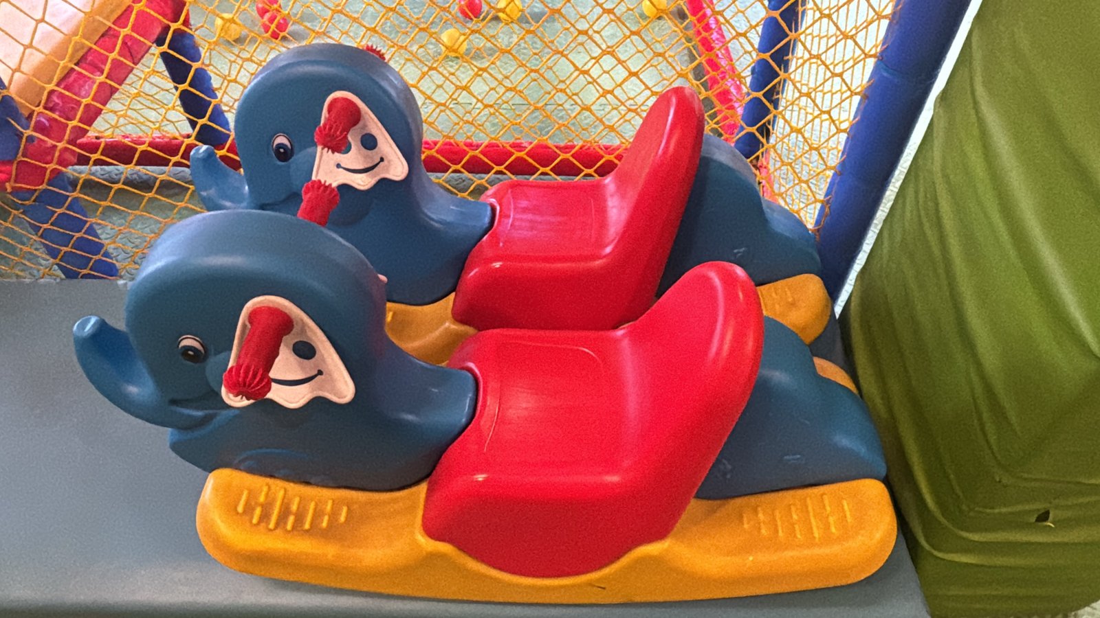 Elephant rocking seats inside the play area